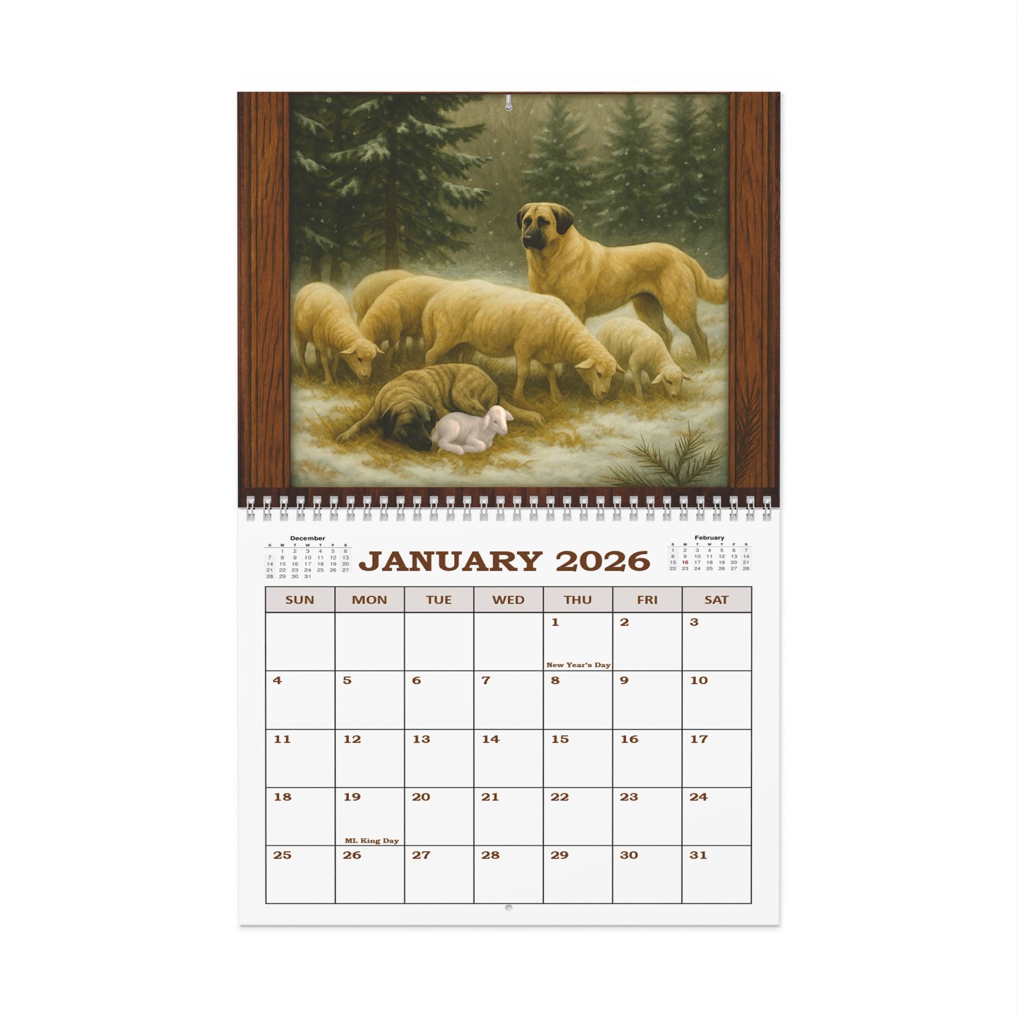 Dog & Sheep Wall Calendar — Anatolian Shepherds at Work 2026 Wall Calendar